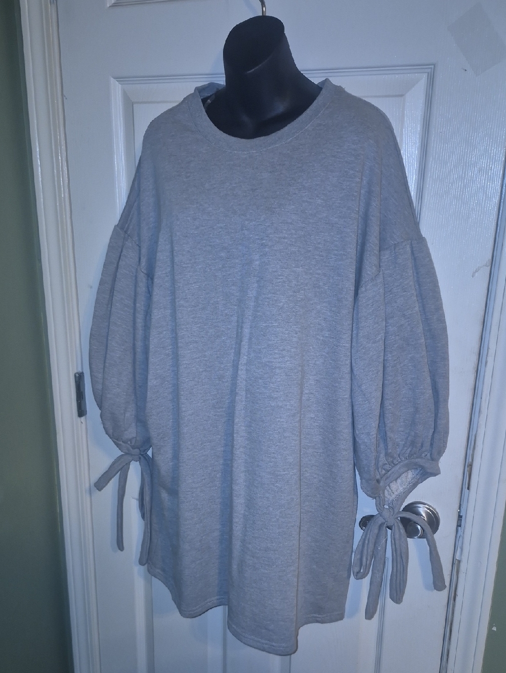 Casual Tie-Sleeve Women's Top - Light Gray